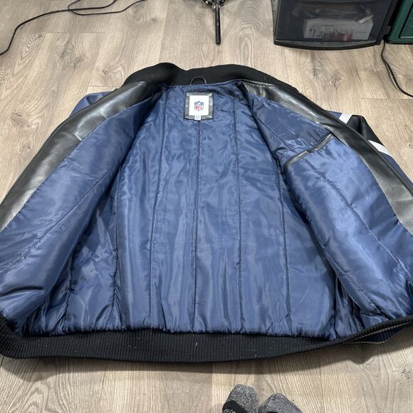 Dallas Cowboys Jacket Mens XL Vintage Black Faux Leather, G-III Bomber NFL - Picture 10 of 12